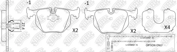 NiBK fékbetétkészlet, tárcsafék - PN0225W - TothCarparts