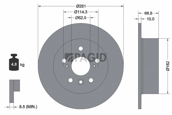 PAGID féktárcsa - 55578NC - TothCarparts