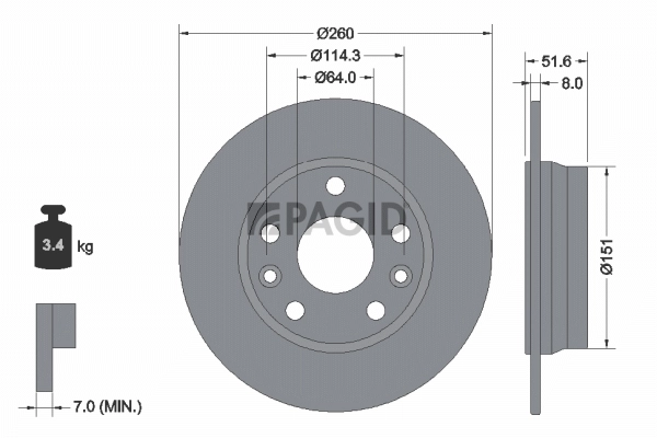 PAGID féktárcsa - 56377NC - TothCarparts