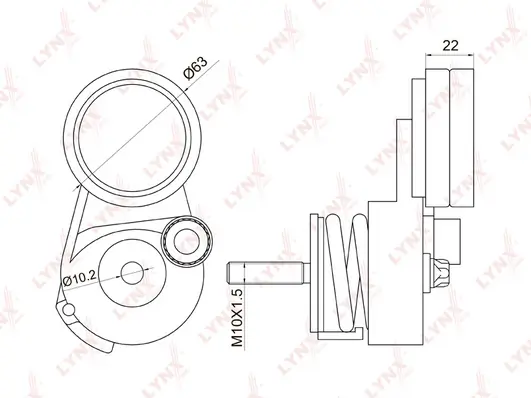 LYNXAUTO Szíjfeszítő, hosszbordás szíj - PT-3033 - TothCarparts