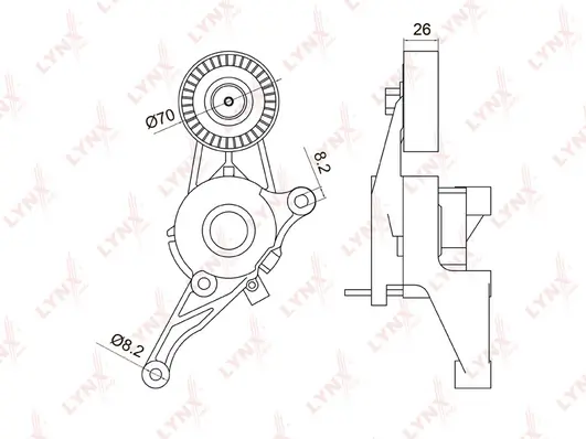 LYNXAUTO Szíjfeszítő, hosszbordás szíj - PT-3041 - TothCarparts