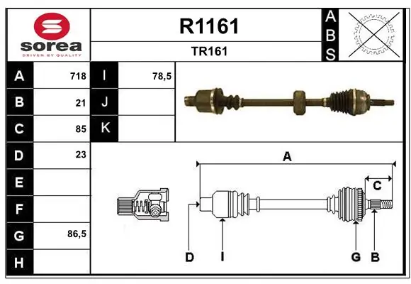 SNRA hajtótengely - R1161 - TothCarparts
