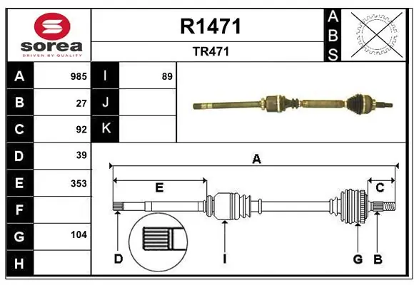 SNRA hajtótengely - R1471 - TothCarparts