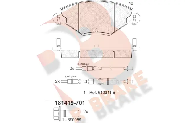 R BRAKE fékbetétkészlet, tárcsafék - RB1419-701 - TothCarparts