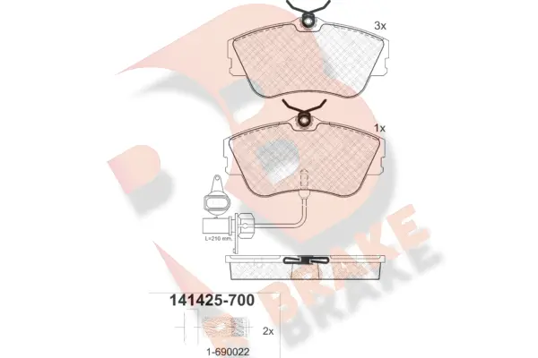 R BRAKE fékbetétkészlet, tárcsafék - RB1425-700 - TothCarparts