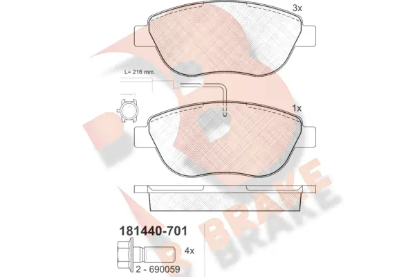 R BRAKE fékbetétkészlet, tárcsafék - RB1440-701 - TothCarparts