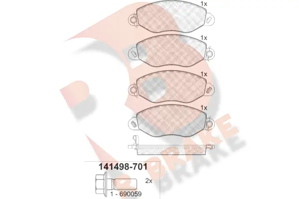 R BRAKE fékbetétkészlet, tárcsafék - RB1498-701 - TothCarparts