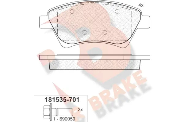 R BRAKE fékbetétkészlet, tárcsafék - RB1535-701 - TothCarparts