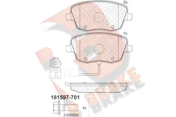 R BRAKE fékbetétkészlet, tárcsafék - RB1597-701 - TothCarparts
