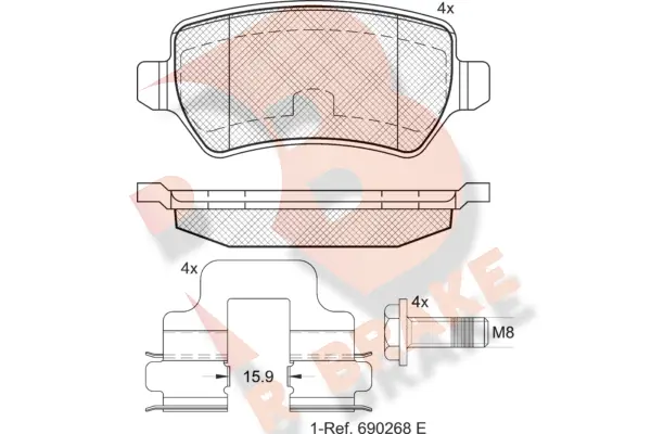R BRAKE fékbetétkészlet, tárcsafék - RB1622-204 - TothCarparts