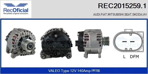 RECOFICIAL generátor - REC2015259.1 - TothCarparts