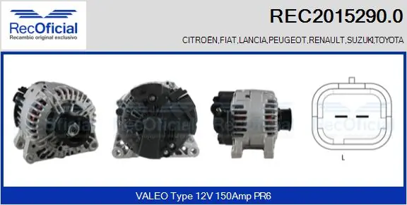 RECOFICIAL generátor - REC2015290.0 - TothCarparts