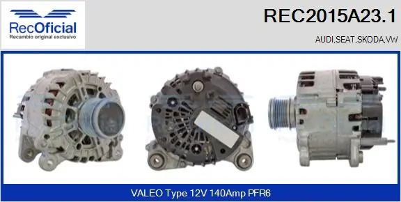 RECOFICIAL generátor - REC2015A23.1 - TothCarparts