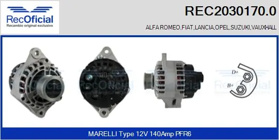 RECOFICIAL generátor - REC2030170.0 - TothCarparts