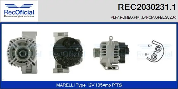 RECOFICIAL generátor - REC2030231.1 - TothCarparts