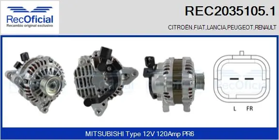 RECOFICIAL generátor - REC2035105.1 - TothCarparts