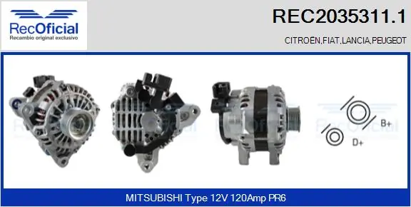 RECOFICIAL generátor - REC2035311.1 - TothCarparts
