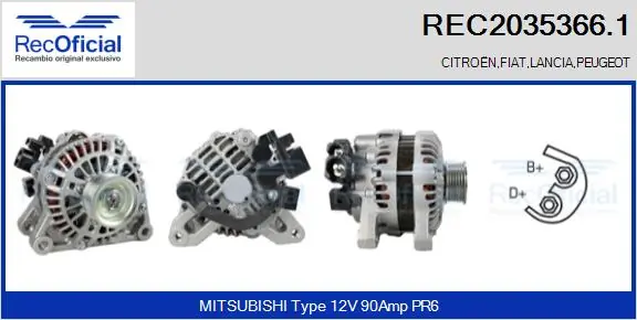 RECOFICIAL generátor - REC2035366.1 - TothCarparts