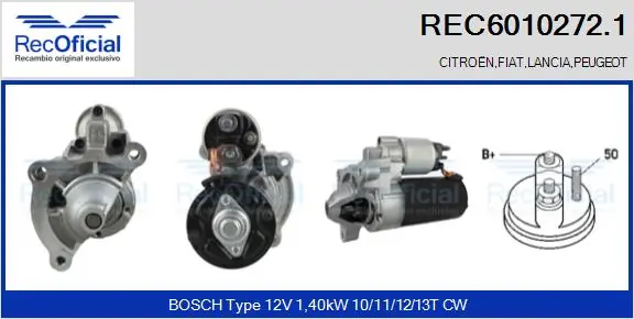 RECOFICIAL önindító - REC6010272.1 - TothCarparts