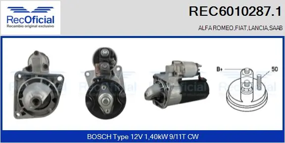 RECOFICIAL önindító - REC6010287.1 - TothCarparts
