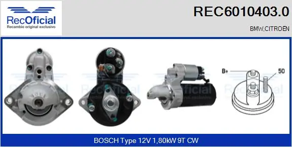RECOFICIAL önindító - REC6010403.0 - TothCarparts