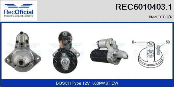 RECOFICIAL önindító - REC6010403.1 - TothCarparts