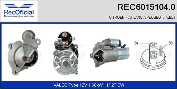 RECOFICIAL önindító - REC6015104.0 - TothCarparts