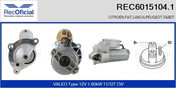 RECOFICIAL önindító - REC6015104.1 - TothCarparts