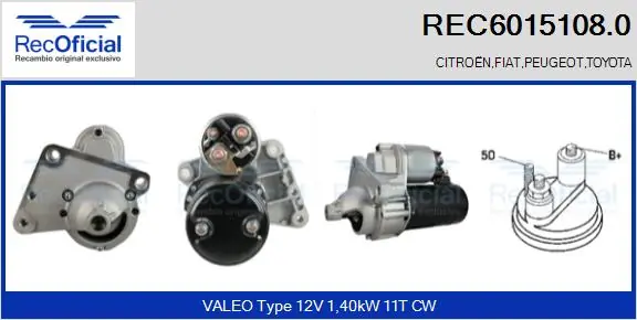 RECOFICIAL önindító - REC6015108.0 - TothCarparts