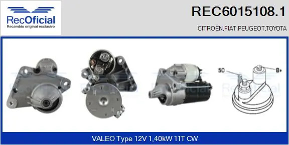 RECOFICIAL önindító - REC6015108.1 - TothCarparts
