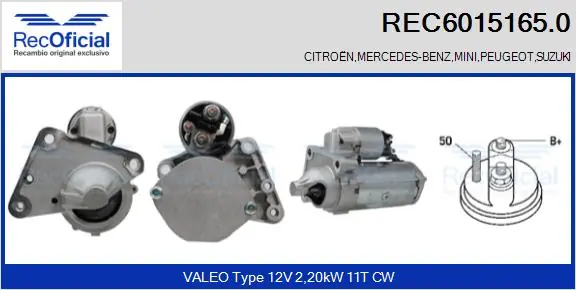 RECOFICIAL önindító - REC6015165.0 - TothCarparts