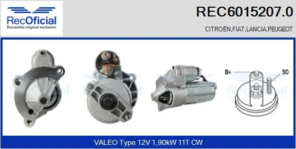 RECOFICIAL önindító - REC6015207.0 - TothCarparts