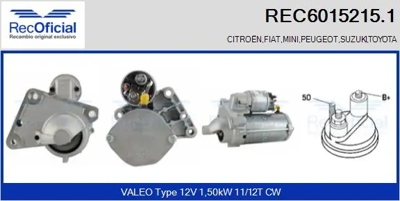 RECOFICIAL önindító - REC6015215.1 - TothCarparts