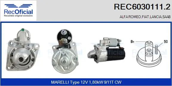RECOFICIAL önindító - REC6030111.2 - TothCarparts