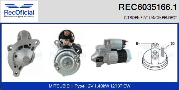 RECOFICIAL önindító - REC6035166.1 - TothCarparts