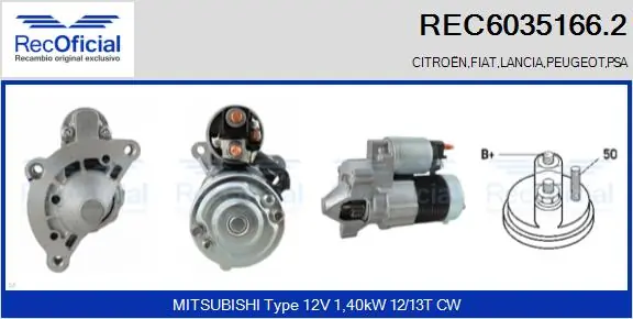 RECOFICIAL önindító - REC6035166.2 - TothCarparts