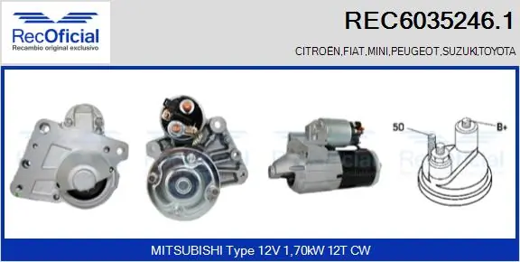 RECOFICIAL önindító - REC6035246.1 - TothCarparts