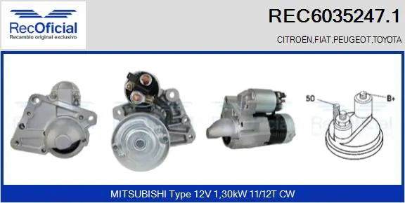 RECOFICIAL önindító - REC6035247.1 - TothCarparts