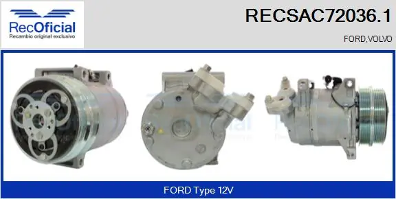 RECOFICIAL kompresszor, klíma - RECSAC72036.1 - TothCarparts