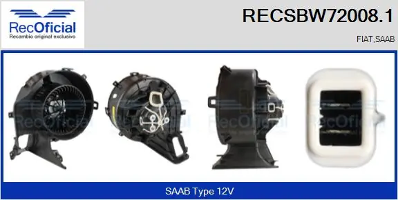 RECOFICIAL Utastér-ventilátor - RECSBW72008.1 - TothCarparts