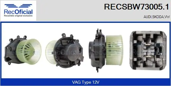 RECOFICIAL Utastér-ventilátor - RECSBW73005.1 - TothCarparts
