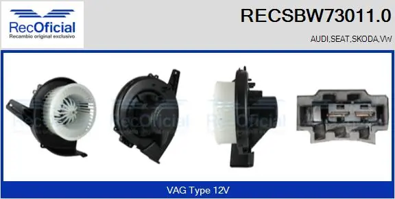 RECOFICIAL Utastér-ventilátor - RECSBW73011.0 - TothCarparts