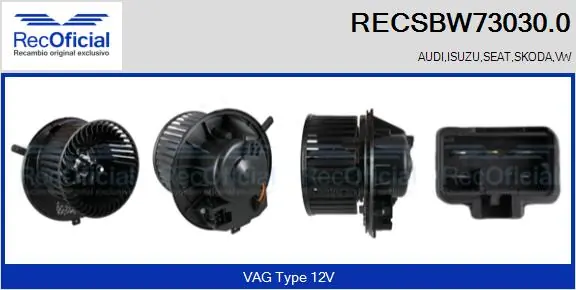 RECOFICIAL Utastér-ventilátor - RECSBW73030.0 - TothCarparts