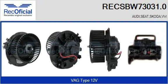 RECOFICIAL Utastér-ventilátor - RECSBW73031.0 - TothCarparts