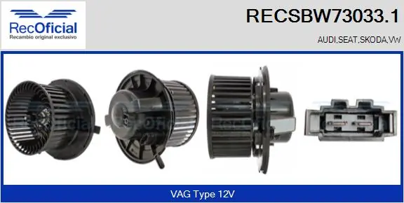 RECOFICIAL Utastér-ventilátor - RECSBW73033.1 - TothCarparts