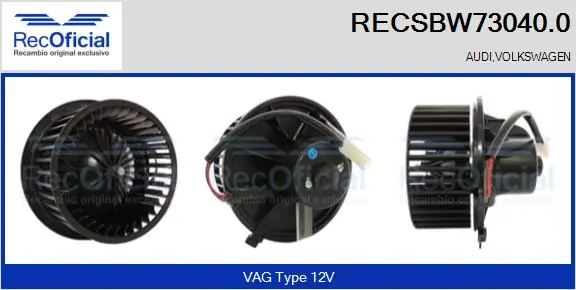 RECOFICIAL Utastér-ventilátor - RECSBW73040.0 - TothCarparts