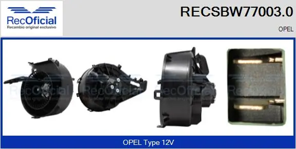RECOFICIAL Utastér-ventilátor - RECSBW77003.0 - TothCarparts