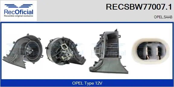 RECOFICIAL Utastér-ventilátor - RECSBW77007.1 - TothCarparts
