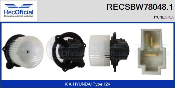 RECOFICIAL Utastér-ventilátor - RECSBW78048.1 - TothCarparts