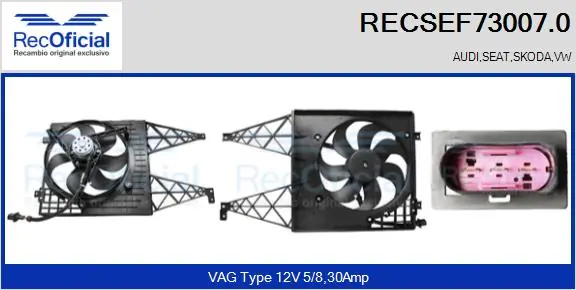 RECOFICIAL villanymotor, hűtőventilátor - RECSEF73007.0 - TothCarparts